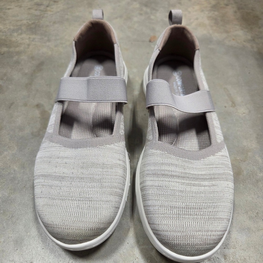 Comfort & Soft Women's Light Gray Knit Mary Jane Flats Slip On Shoes Size 39